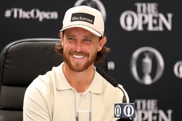 Local hero Tommy Fleetwood speaks to the media during a press conference prior to The 154th Open Championship at Royal Birkdale