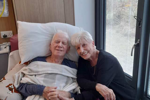 After being diagnosed with a rare neurological condition Jackie Thomas, seen with his wife Violet, ended up stuck in a hospital bed where he lost the muscle strength to walk