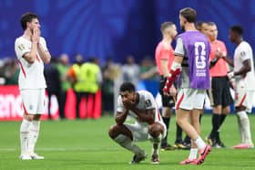 Jude Bellingham reacts after the defeat by Argentina in the World Cup semi-final at Atlanta Stadium.