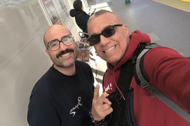 Gianni Mastrangioli, left, with his father, Marco, who survived the earthquakes