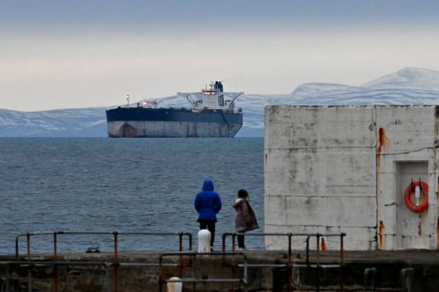 The Marinera, formerly known as the Bella 1, was taken to the Moray Forth after a US operation to seize the Russian-flagged tanker in January. Picture: Andy Buchanan/Getty