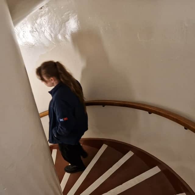 Jeri Cormack descends to the basement of Noss Head lighthouse