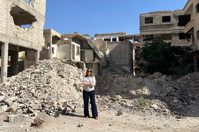 Melanie Ward found some residential areas had been reduced to little more than rubble during her visit to Syria
