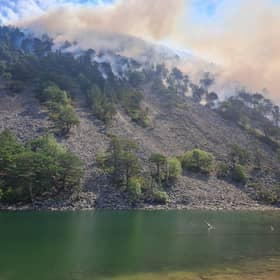 Those assisting with the wildfire said they are still trying to contain it 