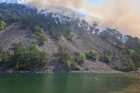 Those assisting with the wildfire said they are still trying to contain it 