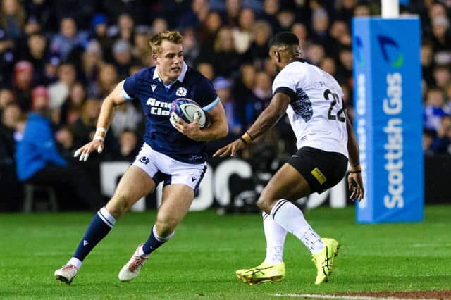 Stafford McDowall in action for Scotland against Fiji at Murrayfield in November 2024.