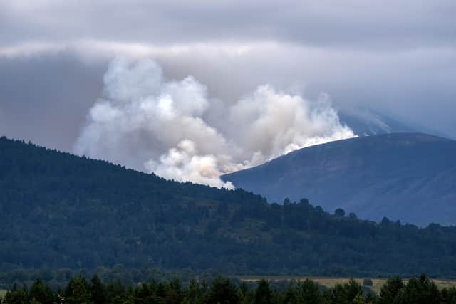 A wildfire burning near Nethy Bridge in Cairngorms National Park