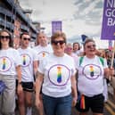 Former first minister Nicola Sturgeon, supporting the TIE (Time for Inclusive Education) Campaign, takes part in Pride Glasgow. PIC: Jane Barlow/PA Wire