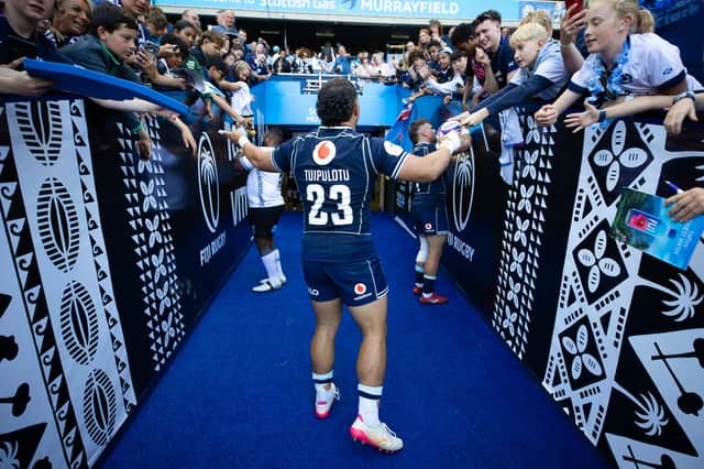 Scotland's Sione Tuipulotu at full time after the Nations Championship match with Fiji.