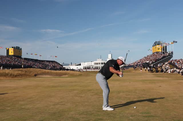 Ryan Fox plays his second shot on the 18th hole in the closing round of the The 154th Open at Royal Birkdale