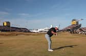 Ryan Fox plays his second shot on the 18th hole in the closing round of the The 154th Open at Royal Birkdale