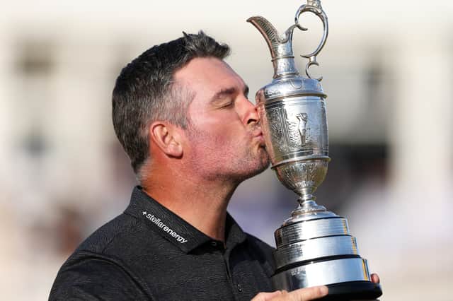 Ryan Fox kisses the Claret Jug on the 18th green after winning The 154th Open at Royal Birkdale 