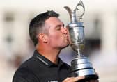 Ryan Fox kisses the Claret Jug on the 18th green after winning The 154th Open at Royal Birkdale
