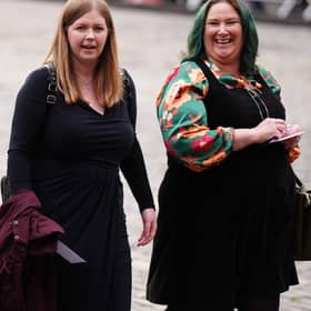 Scottish Greens co-leader Gilliam Mackay (left) with Cara McKee 