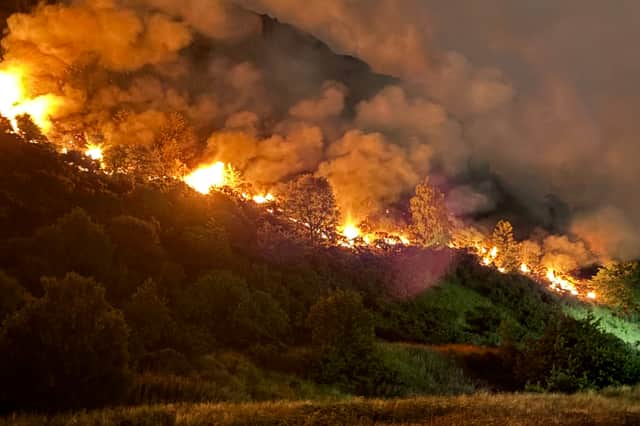 The fire at Salisbury Crags burned through the night 