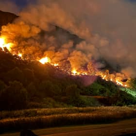 Firefighters worked through the night to battle a blaze at Salisbury Crags in Edinburgh
