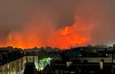 The fire overnight from the roof of Summerhall
