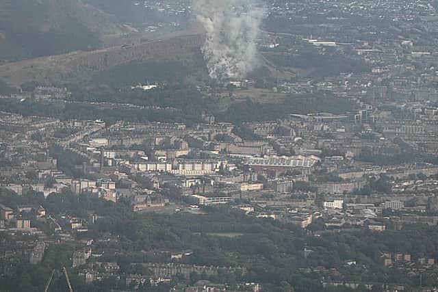 Plumes of smoke from Holyrood Park could be seen from passengers on planes arriving at Edinburgh Airport on Sunday night