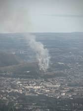 Plumes of smoke from Holyrood Park could be seen from passengers on planes arriving at Edinburgh Airport on Sunday night