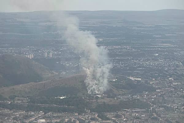 Plumes of smoke from Holyrood Park could be seen from passengers on planes arriving at Edinburgh Airport on Sunday night 