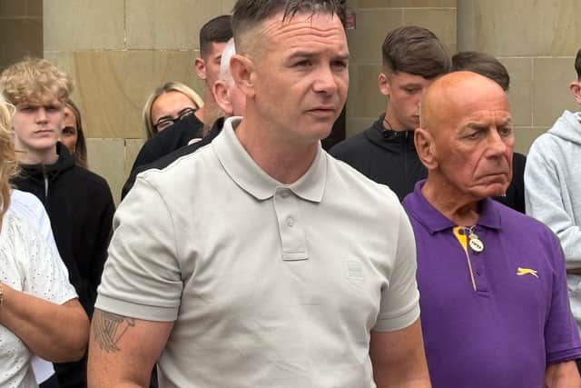 Father Paul Moy, speaking outside Glasgow High Court, after three teenagers were sentenced for the murder of his 16-year-old son Kayden Moy, who was fatally stabbed on a North Ayrshire beach last year