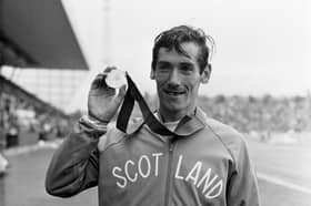 Scottish athlete Lachie Stewart with his Commonwealth Games 10,000m gold medal at Meadowbank Stadium in July 1970