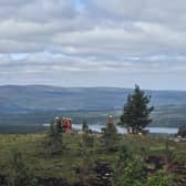 Firefighters remain at the scene of the Cairngorms as hotspots continue to flare more than a week after the blaze broke out . PIC: Rachel Keenan/PA Wire