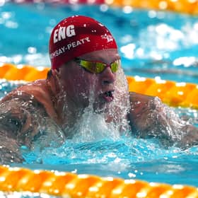 Adam Ramsay-Peaty of England during his Men's 100m Breaststroke heat.