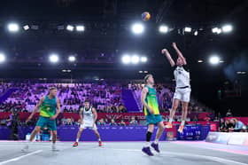 Joshua Book of Team New Zealand shoots during the Men's 3x3 Basketball Pool Round Pool A match against Team Australia