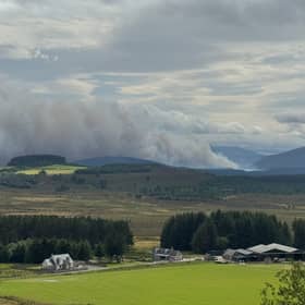 Smoke rising near Nethy Bridge on Saturday during the wildfire in the Cairngorms National Park, which has been declared a major incident. PIC: Sandy McCook