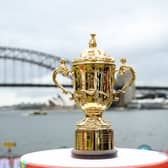The Webb Ellis Cup in Sydney where the 2027 Rugby World Cup final will be staged.