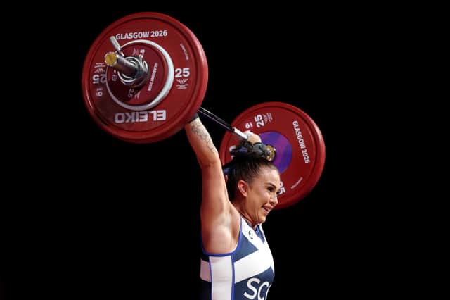Beth Ashbee of Team Scotland competes during the Women's 63kg Weightlifting