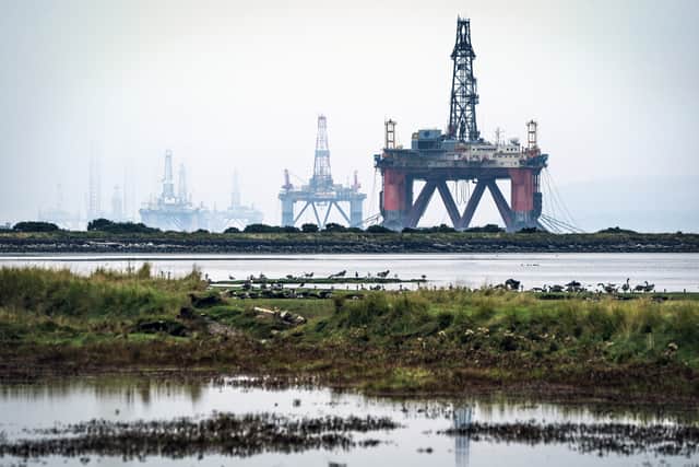 Oil rigs anchored in the Cromarty Firth, Invergordon