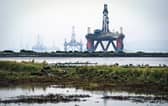 Oil rigs anchored in the Cromarty Firth, Invergordon