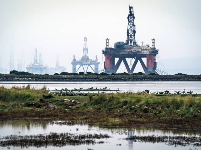 Oil rigs anchored in the Cromarty Firth, Invergordon