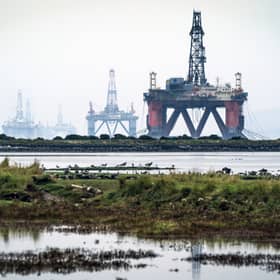 Oil rigs anchored in the Cromarty Firth, Invergordon