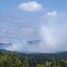 Clouds of smoke fill the air as a wildfire burns near Rothiemurchus in the Cairngorms National Park (Picture: Jane Barlow)