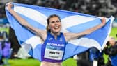 Scotland's Megan Keith after winning bronze in the women's 5000m final at Scotstoun Stadium at the 2026 Commonwealth Games.