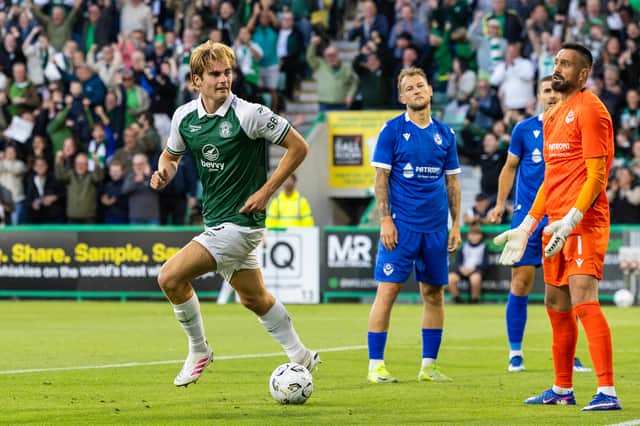 Nathan Lowe was on target for Hibs as they took down Malisheva.