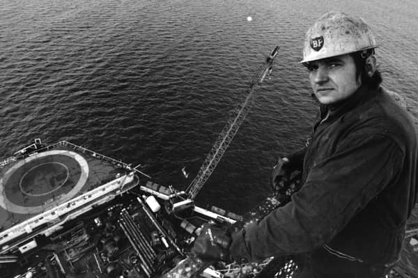 A BP worker on the North Sea oil rig Sea Quest in 1973
