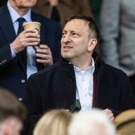 Hearts investor and Brighton chairman Tony Bloom watched the title decider against Celtic last season.
