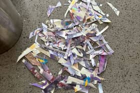 Shreds of bank notes found on Dean Road and near Glassel Park Road 