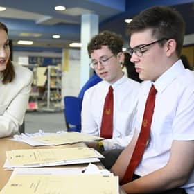 Mairi McAllan speaks to pupils at Broughton High School