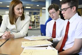 Mairi McAllan speaks to pupils at Broughton High School