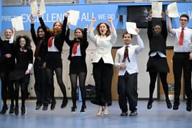 Scottish Education Secretary Mairi McAllan with students at Broughton High School in Edinburgh