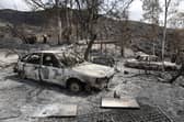 Burnt-out cars in Almocaizar, Spain, after the deadly Los Gallardos wildfire swept through the area last month (Picture: Pablo Blazquez Dominguez)