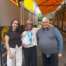 Rachael Irvine (left) and Mick North (right) alongside The Second Best School Shooting playwright Alice Stanley Jr (centre) The play is performing at Pleasance Grand throughout the Edinburgh Fringe.