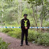 Police cordon at the scene in Gore Glen, Midlothian, where an 11-year-old girl died.