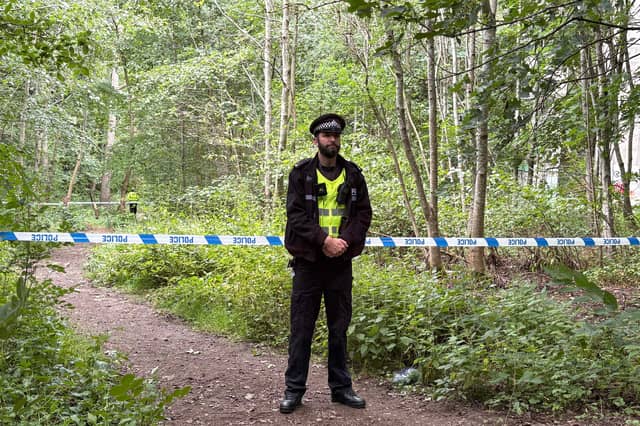 Police cordon at the scene in Gore Glen, Midlothian, where an 11-year-old girl died.