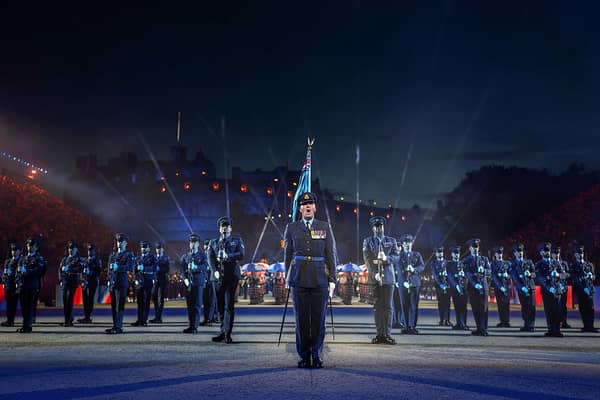 Members of the RAF band perform at the Edinburgh Military Tattoo.